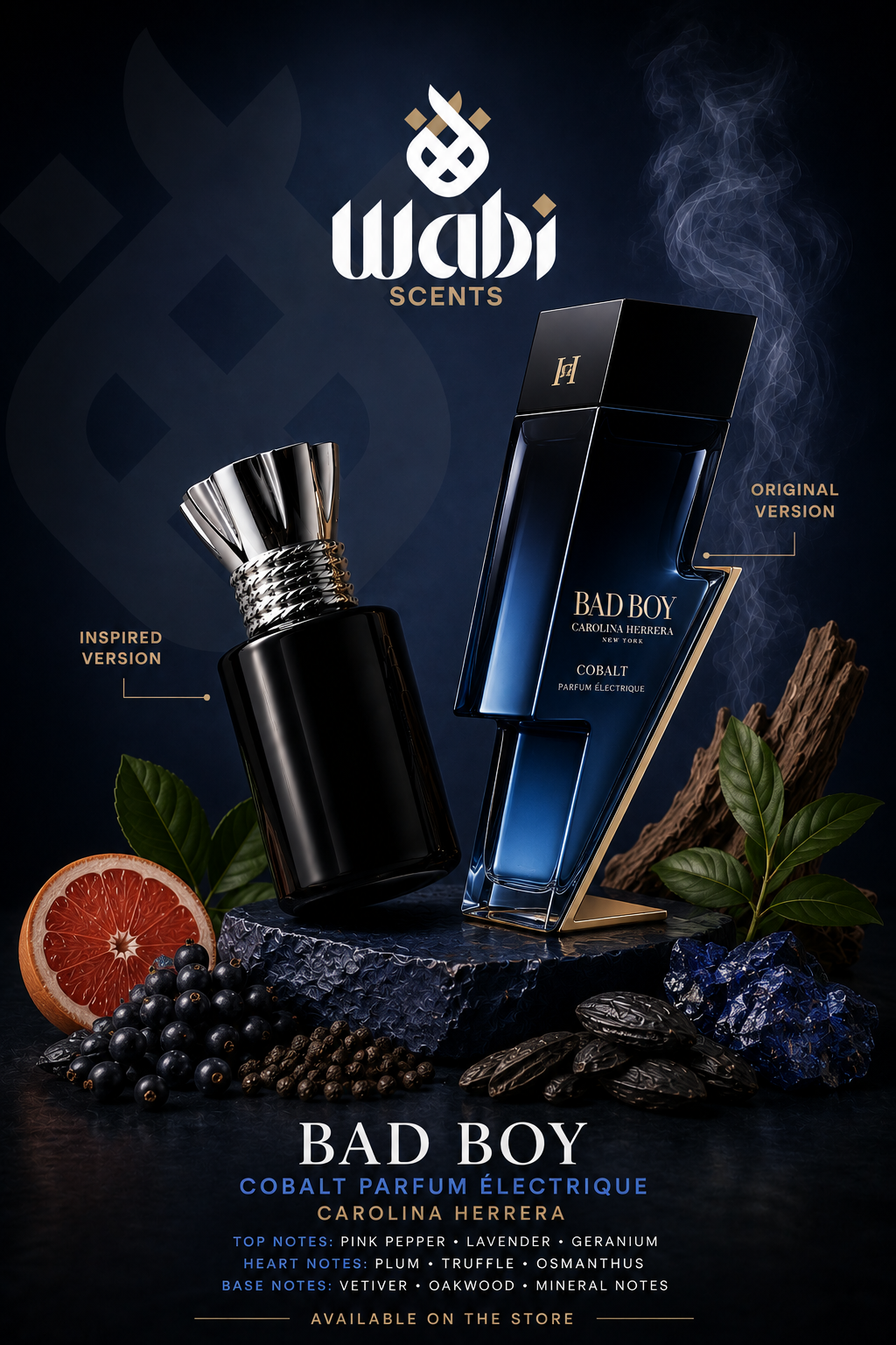 Bad Boy Cobalt Parfum Electrique Inspired Perfume Oil - Men's Woody Aromatic Fragrance 12g
